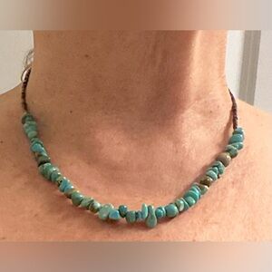 Necklace 19”. Turquoise Nuggets & Heishi Beads. Minimalist / Southwestern / Boho